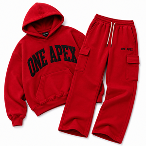 Conjunto Deportivo ONEAPEX para Hombre, Sudadera con Capucha Roja Clásica, Algodón Grueso Premium, Corte Regular, Transpirable, Secado Rápido, Verano - Product Image 6