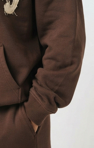 Survêtement d'hiver pour femmes, deux pièces, à capuche, avec broderie effet vieilli, 100% polyester polaire, poids moyen, coupe ample et oversize - Product Image 4