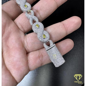 Sparkling <b>Infinity</b> Symbol Moissanite <b>Bracelet</b> With Yellow Stones And Hip Hop Bling Jewelry for men & women - Product Image 3