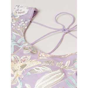 Belle Lavande Paillettes Net Demoiselle D'honneur Lehenga Choli Avec Dupatta - Product Image 4