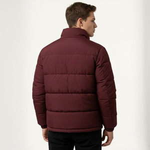 Men's Winter Puffer Jacket Hooded Zip Up <b>Coat</b> Windproof Polyester Wholesale Supplier Factory Direct - Product Image 2