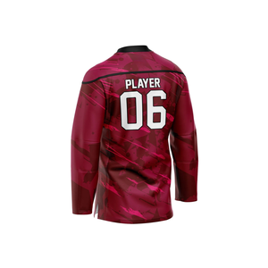 Maillots de hockey sur glace personnalisés pour équipes, impression par sublimation, tissu en maille anti-boulochage, logos cousus en twill, col à lacets - Product Image 4