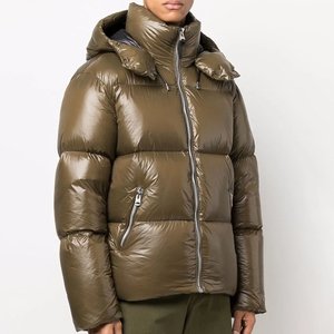 Manteau d'hiver à capuche pour homme, vert olive, très vendu, personnalisé, couleur unie, fermeture éclair, épais, décontracté, imperméable, coupe classique - Product Image 3