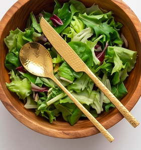 Ensemble de couverts plaqués or 3 pièces, luxe moderne, couverts durables en métal, cuillère, fourchette, couteau pour la cuisine et la maison - Product Image 5