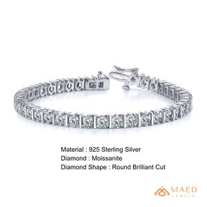 Pulsera de tenis de moissanita en tono plateado para mujer, pulsera de cadena y eslabones finos con piedra redonda, joyería de moda, elegante regalo de aniversario - Product Image 6