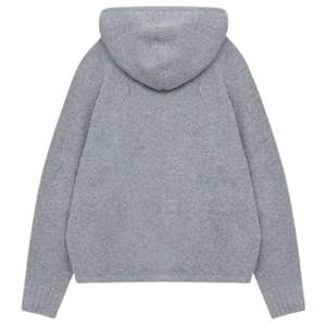 Sweat à capuche en tricot bouclé pour homme, confortable et élégant, avec poche avant, en tricot de qualité supérieure, couleur gris chiné - Product Image 2