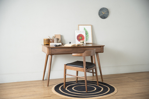 Modern Walnut Home Office Desk with Solid Rubberwood Legs Writing Desk Compact 4ft <b>Study</b> <b>Table</b> Made in Malaysia - Product Image 5