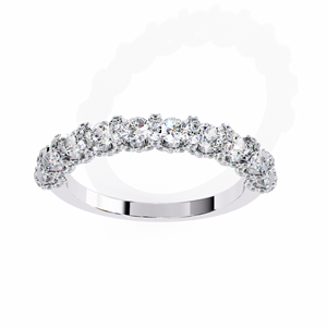 Anillo de Platino PT950 con Banda de Diamantes Multihilera y Diseño Texturizado en Forma de Cúpula - Product Image 4