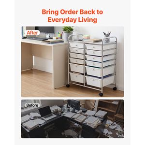 Carrello Portabevande con 12 Cassetti, Telaio in Acciaio Cromato, Organizzatore Mobile Multiuso - Product Image 6