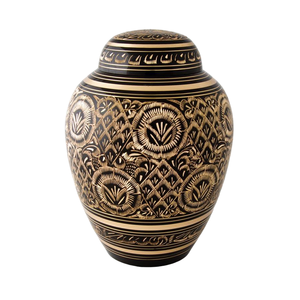 Urnes funéraires pour adultes en laiton de haute qualité avec gravure complète, finition or et noir, pour cendres humaines. - Product Image 2