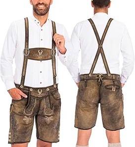 Pantalones de Cuero Bordados de Estilo Antiguo para Hombre, Talla Grande |   Pantalones Cortos de Cuero Bávaro con Aspecto Antiguo |   Disfraz Hecho a Mano para el Oktoberfest - Product Image 5