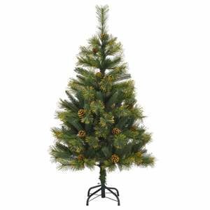 Sapin de Noël Artificiel Articulé de 1,5 m (4,9 pieds) en PVC/PE Vert avec Décoration Festive Métallique - Product Image 2