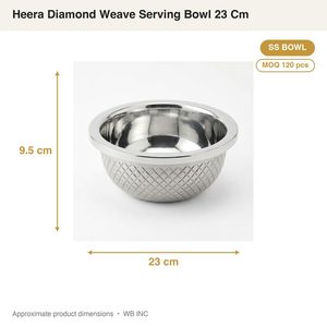 Bol de service tissé à la main Heera Diamond Weave 23 cm en acier inoxydable 304 finition satinée, ensemble tissé pour la décoration intérieure, les hôtels et les mariages - Product Image 3