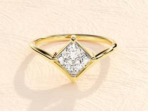 Precioso Anillo de Compromiso con Diamante Solitario Corte Princesa de 1.01CT VS1 Cultivado en Laboratorio con Oro de 18K, Regalo de Lujo para Novios - Product Image 1