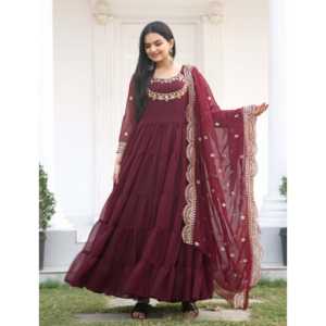Designer Embroidered Georgette Gown with Sequence Embroidered Work for <b>Career</b> <b>Dresses</b> - Product Image 3