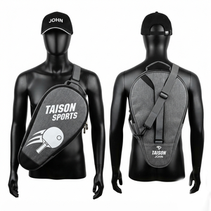 Premium TAISON SPORTS <b>Table</b> <b>Tennis</b> Paddle Bag PU 30-40L 350 GSM Grey Black Panel Design Custom Logo Carry Case - Product Image 1