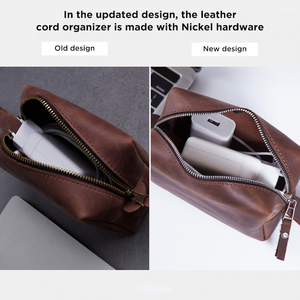Organisateur de câbles en cuir en promotion, gestion des cordons avec logo personnalisé, accessoires de voyage pour technophiles, étui porte-fils, faible MOQ LCO-0060 - Product Image 3