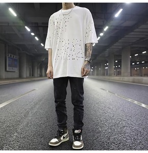 Camisetas personalizadas para hombre, estilo urbano, desgastadas, rotas, envío directo, camisetas extragrandes - Product Image 5