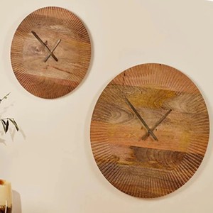 Handcrafted Mango Wood Wall <b>Clock</b> with Deer Design | Rustic Wooden Decor Wholesale - Product Image 2