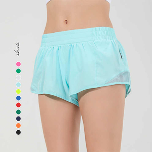 High Waist Solid Color Yoga <b>Shorts</b> <b>With</b> Ruffles Elastic Waist Womens Workout Activewear Breathable <b>Spandex</b> Polyester <b>Short</b> Lengt - Product Image 2