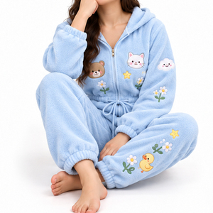 Combinaison en polaire pour femme, tenue confortable en une seule pièce pour l'hiver - Product Image 6