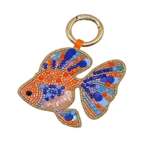 Orange & Blue Beaded Fish Bag Charm <b>Key</b> <b>Chain</b> Hold to <b>Keys</b> or Bag Charm Embroidery Beaded <b>Key</b> <b>Chain</b> for Girls Gifted Accessory - Product Image 1