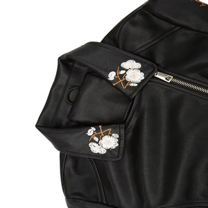 <b>Sheepskin</b> Design Genuine Leather Windproof Breathable Heated Embroidered Women Leather <b>Jacket</b> Customize Embroidery - Product Image 4