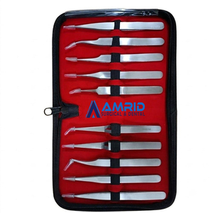 Lot de 10 pinces de précision pour horloger, en acier inoxydable, usage manuel, certifié MOL, AMRID SURGICAL - Product Image 5