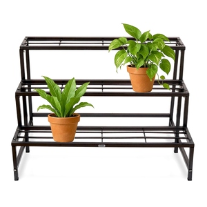 3 Tier Heavy Duty Chrome Plated Iron Plant <b>Stand</b> with Self Watering & Drainage Holes for <b>Pots</b> Living Room Balcony & Garden Use - Product Image 2