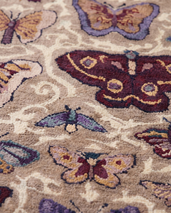 Purple Butterfly <b>Runner</b> Rug Beige Lavender Botanical Pattern Washable Non-Slip 100% New Zealand Wool <b>Carpet</b> for Hallway Bedrooms - Product Image 4