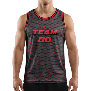 เสื้อบาสเก็ตบอลแบบอเมริกัน แขนกุด แบบกลับด้านได้ คุณภาพสูง พิมพ์ลายแบบ Sublimation  ออกแบบชื่อทีมและหมายเลขได้เอง - Product Image 5