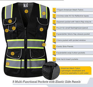 Chaleco de seguridad para mujer con logotipo personalizado, 100% poliéster, alta calidad, reflectante, clase 2 ANSI, alta visibilidad. - Product Image 4