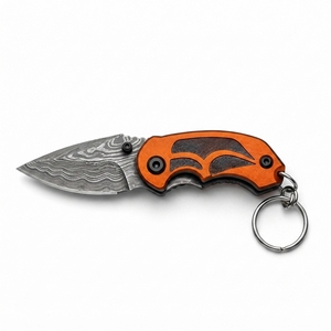 Cuchillo de llavero hecho a mano en Damasco, cuchillo plegable compacto con hoja de primera calidad, herramienta portátil para viajes y uso diario. - Product Image 3