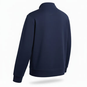 Sudadera deportiva casual de invierno para hombre con media cremallera, cuello alto, color liso, tejido grueso de doble capa, ecológica y a la moda - Product Image 5