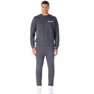 Men's Crew Neck Fleece Sweatshirt Tracksuit Set Cuffed <b>Trousers</b> <b>Side</b> <b>Zip</b> Pocket Regular Fit Minimal Sporty Sportswear OEM Outfit - Product Image 2