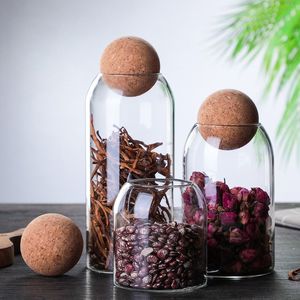 Set di vasetti minimalisti sigillati in sughero 1 Set di vasetti per tè e caffè in vetro per cibo secco e caramelle per contenitore per barattolo di palline - Product Image 2