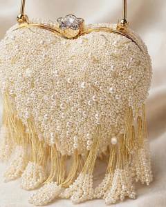 Indian Handcrafted Wooden <b>Heart</b> Shape Silk Clutch Evening Bridal Party Fashion Casual Luxury Gift - Product Image 1