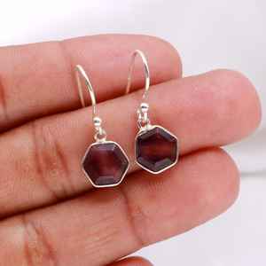 Boucles d'oreilles clous hexagonales en fluorite en argent sterling 925 faites à la main, taille marquise, bijoux ethniques en pierres précieuses naturelles pour cadeau d'anniversaire - Product Image 3