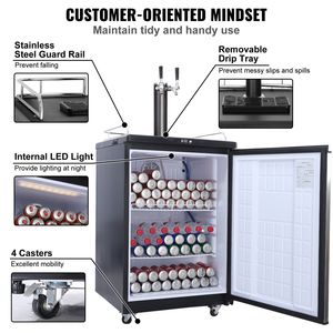 Dispenser di Birra a Doppio Rubinetto con Cilindro CO2, Vassoio Raccogligocce, Kegerator con Controllo Temperatura 32-75.2 Fahrenheit, Refrigeratori e Raffreddatori - Product Image 6