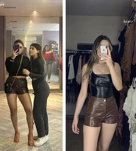 Fashion Women's Faux <b>Leather</b> Shorts Manufacturer OEM Private Label PU <b>Leather</b> High Waist Shorts for Boutique Collections - Product Image 5