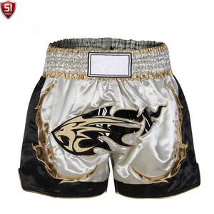 Pantalones Cortos de Entrenamiento de MMA para Hombre, Cintura Elástica con Cordón, Secado Rápido, Diseño Estampado, Poliéster/Algodón, para Grappling - Product Image 4