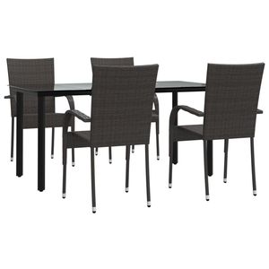 Set da pranzo da 5 pezzi in Poly Rattan marrone Set da esterno resistente - Product Image 2