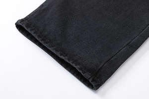 Jean en denim droit pour homme, tendance, délavé, brodé, doublure polaire chaude, taille mi-haute, coupe droite, 100% coton, style streetwear - Product Image 5