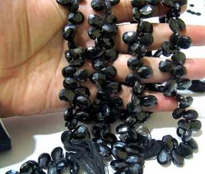 Cuentas de espinela negra auténtica en forma de pera, tamaño de 10x14 mm a 12x16 mm, cuentas facetadas planas en forma de gota, hebra de 8 pulgadas. - Product Image 4