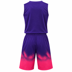 Ensemble de maillot de basketball Gurunaz Industry respirant, dégradé rose, sublimé, sans manches, col en V, tenue de sport pour adultes - Product Image 2