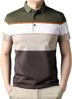 Chemise décontractée pour homme à manches courtes, en coton 100% tricoté, imprimée numériquement, avec blocs de couleur sur le devant, motif rayé, coupe classique, anti-plis