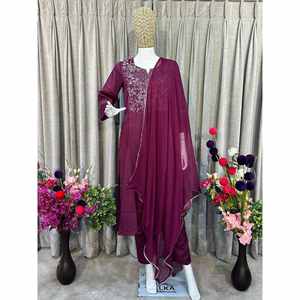 PANTALON KURTI DE TRAVAIL AVEC DU VIN DUPATTA - Product Image 1