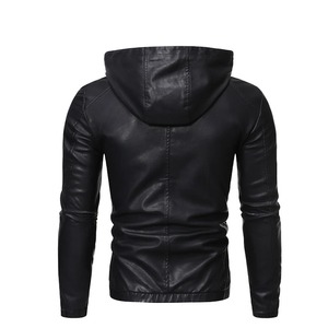 Men's Vintage Slim Jacket Winter Autumn Motorcycle Biker Coat Fleece Hood Warm Casual Moto Design Sheep Skin Canvas Material - Product Image 3