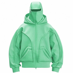 Sweat à capuche zippé personnalisé de haute qualité, en molleton 100% coton épais, coupe oversize, streetwear unisexe. - Product Image 1