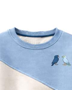 Sweat-shirt en molleton personnalisé bleu ciel marine avec broderie d'oiseaux pour femme, mélange de coton, col rond, hiver, sur mesure OEM ODM - Product Image 5